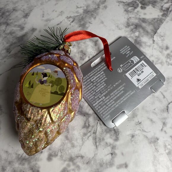 2022 Disney Parks Snow White 2 sided glass Sketchbook Christmas Ornament NWT - Picture 4 of 5
